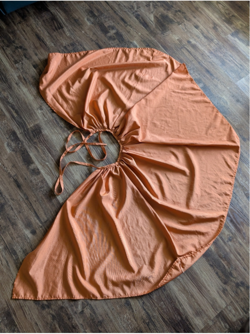 Women's Tea length Orange Circle Rehearsal / Costume Skirt with Adjustable Ties - Picture 6 of 14